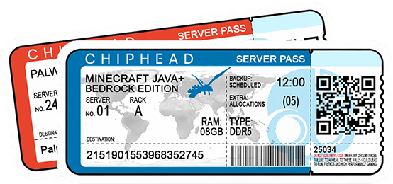 ChipHead server hosting pass ticket for Minecraft Java and Bedrock Edition