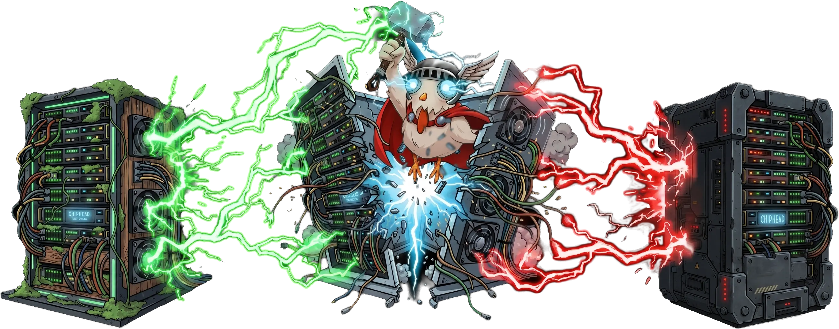 ChipHead mascot splitting one game server into two